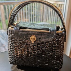 Elegant Black Woven Handbag